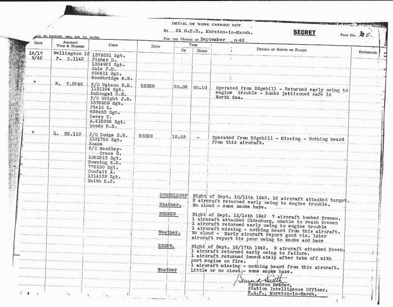 Vickers Wellington IC (HE 110, SJ-Q ) crashed at Spalbeek on 17-9-1942