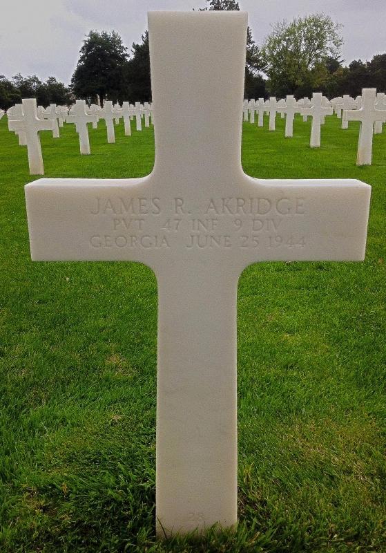Private Akridge James R (Service #: 34820838) died on 1944-06-25