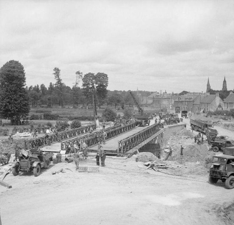 72 Field Company RE building bailey bridge at St Loup Hors