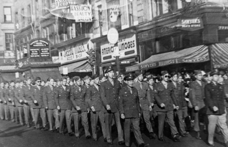 Chinese-American troops on parade for the Veterans Day holiday