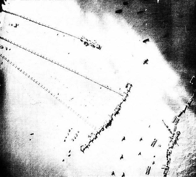 Aerial view of 'Mulberry B', off Normandy