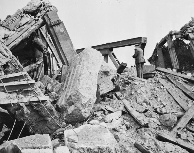 British Prime Minister, Mr Winston Churchill, looks over the Rhine