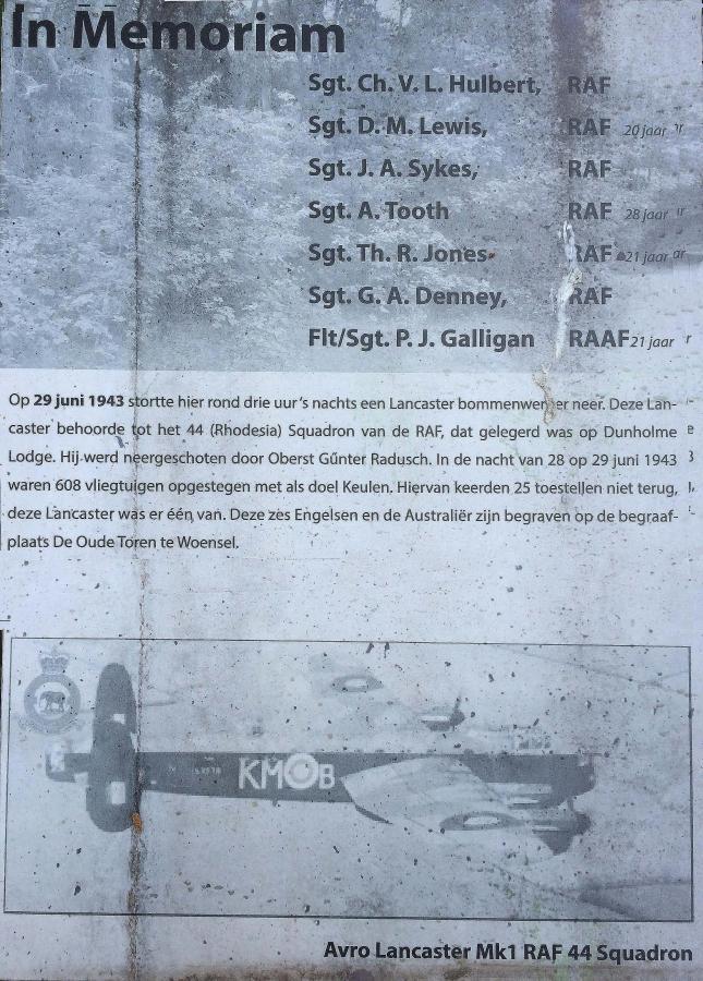 Avro Lancaster I (ED307 KM-R) on a mission to Koln on 1943-06-29