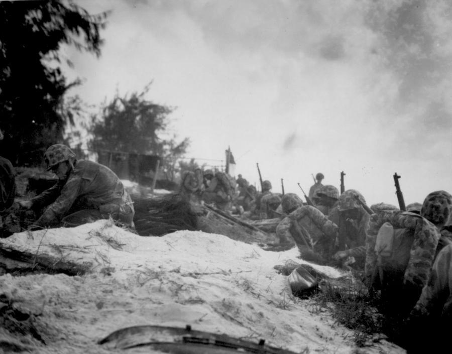 African American assault troops await orders at Saipan