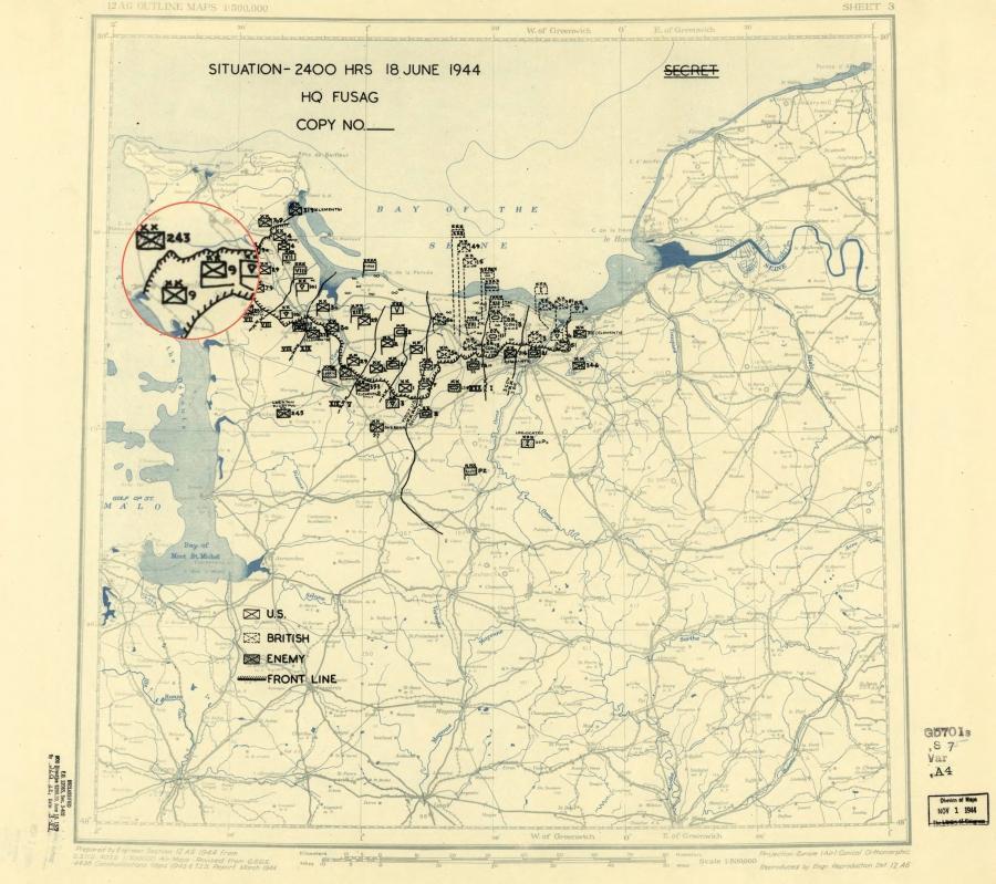 9 Infantry Division (USA) closed the ring around Cherbourg