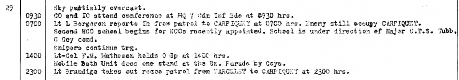 1 The Regina Rifle Regiment June 29th