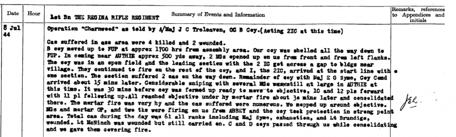 1 The Regina Rifle Regiment July 8th