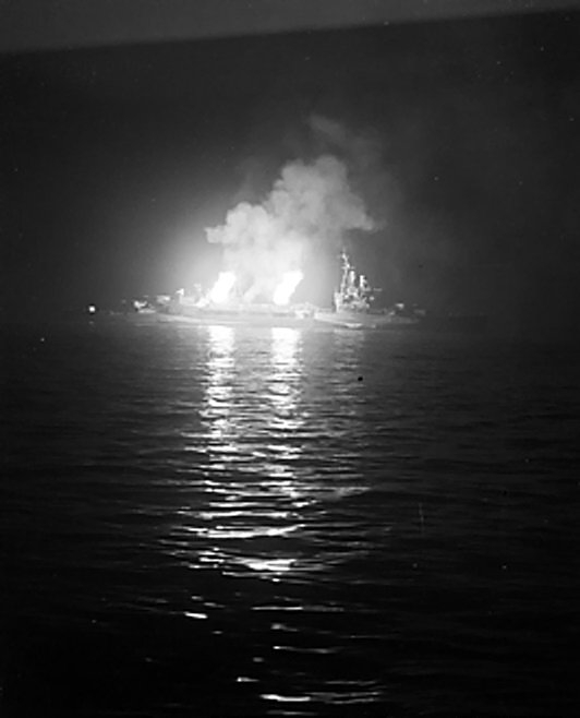 HMS Belfast (C35) before the coast of Normandy Day 3