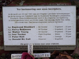 Lancaster lost at Castenray (SE Venray) on 30-05-1943 (SGLO ref: T2399)