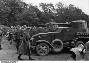 German troops inspecting Soviet BA-10 armored cars
