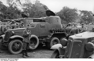 German troops inspecting Soviet BA-10 armored cars