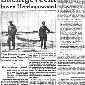 Blenheim P6895 UX-H lost at Heerhugowaard (Kerkweg) (NH) on 02-07-1940 (SGLO ref: T0737)