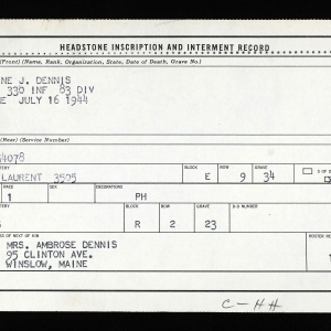 Private Dennis Eugene J (Service #: 31154078) died on 1944-07-16