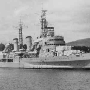 HMS Belfast (C35) before the coast of Normandy Day 33